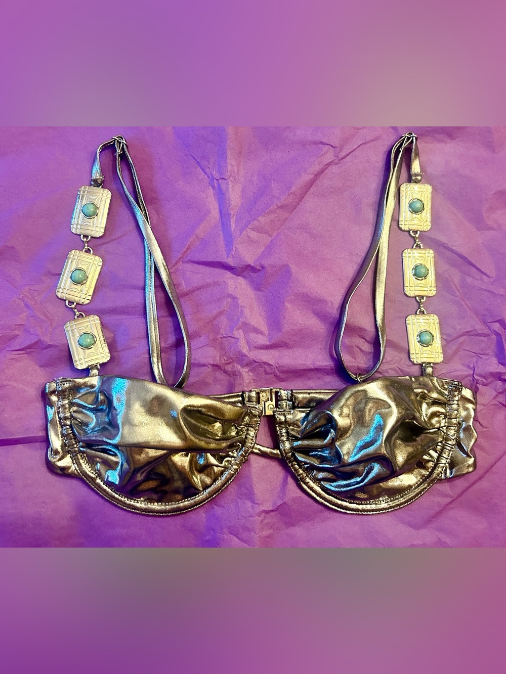 Shiny Metallic Black Bikini Top